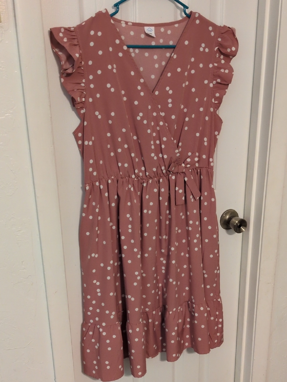 Woman's Pink Polka Dot Ruffle Dress
